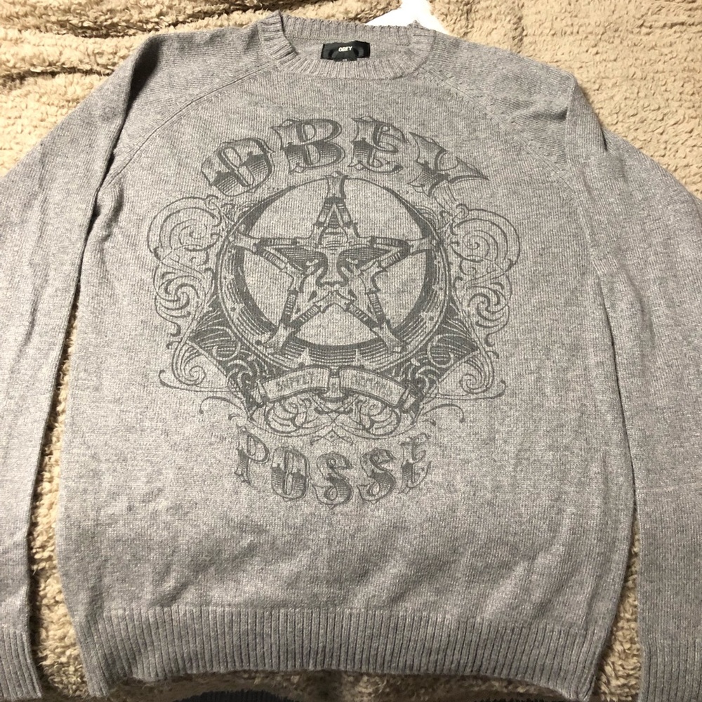 Gray Obey sweater size medium